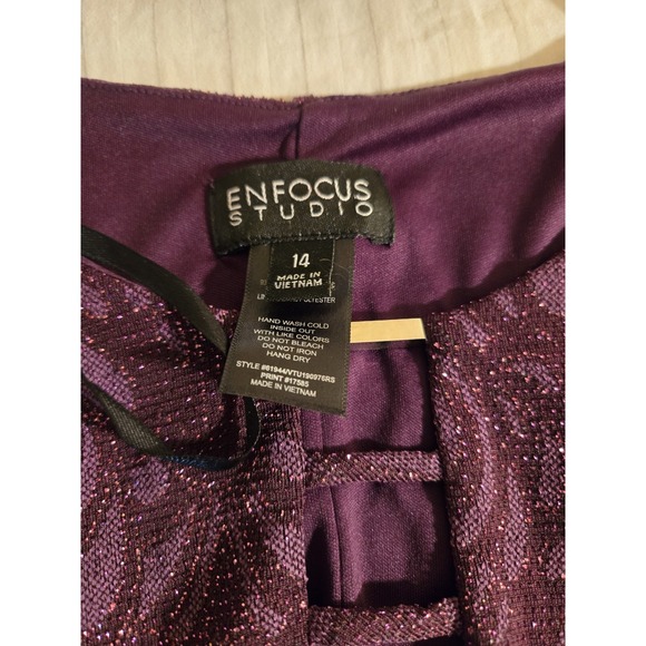 NWT EnFocus Studio Sequin Burgundy Mermaid Sleeveless Dress Size 14 Prom Evening - Picture 13 of 14